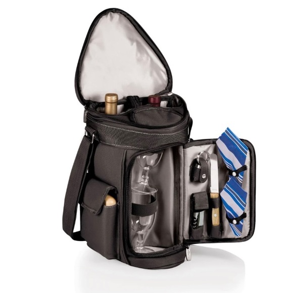 Stylish Meritage Black Wine and Cheese Tote - Picture 1 of 4